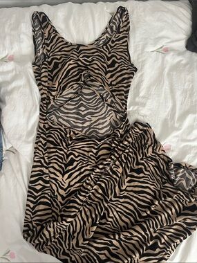 J for Justify Zebra-Print Dress in Black and Tan